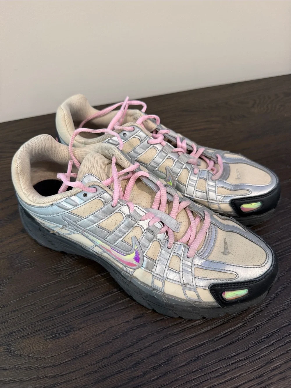 Nike Women’s Pink and Iridescent Silver Athletic Sneakers